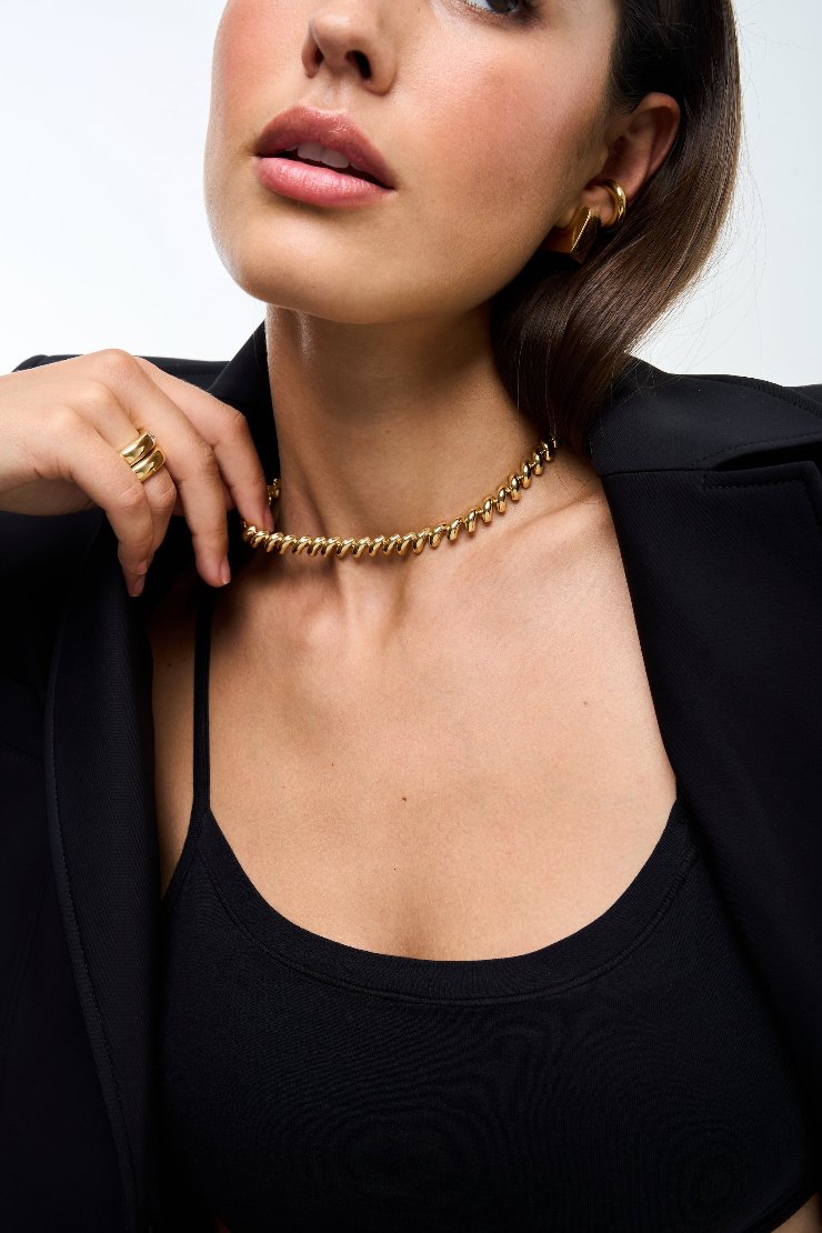 Aflogical Jewelrys / Necklace モロッコ JEWELHEART 14K Gold Necklaces For Women Trendy 2.3mm Yellow