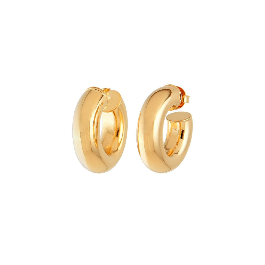 Donut Ball Hoop Earrings Green Forest / Gold Plated Brass