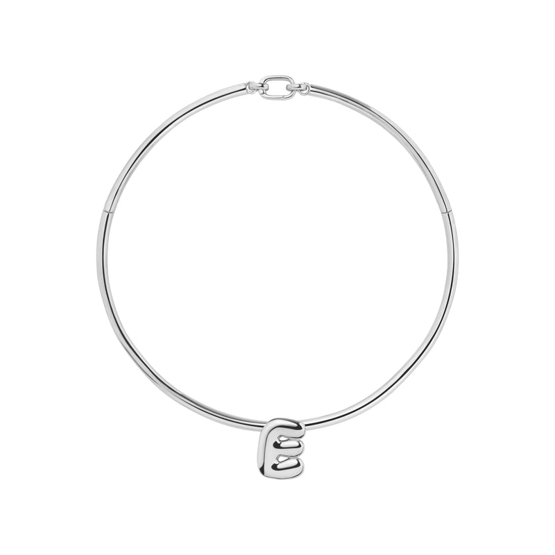Rhodium Bubble Letter Choker