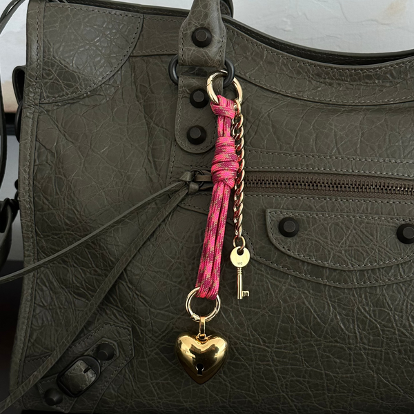 Heart Lock and Key Bag Charm