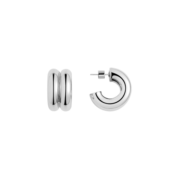 Rhodium Double Hoop Earrings