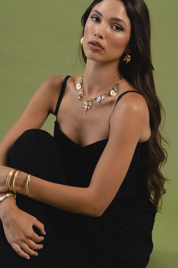 joolz by Martha Calvo Pearl + Chain Initial Necklace in Gold
