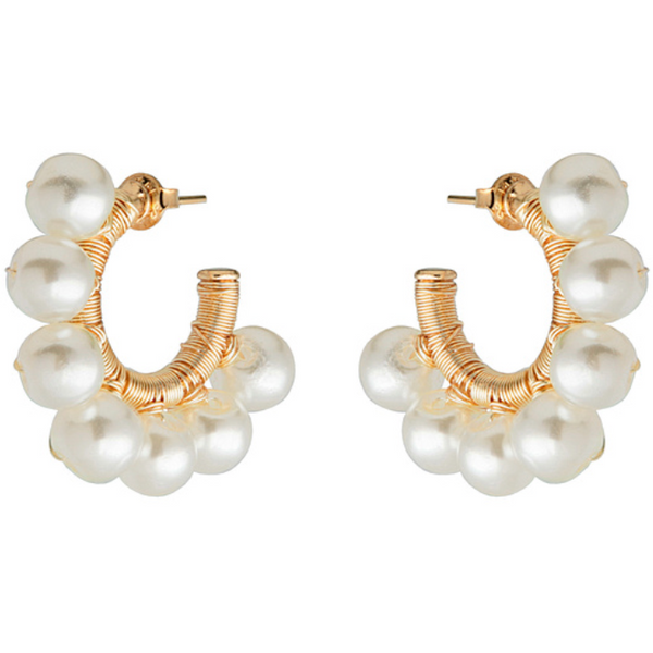Pearl Hoop Earrings, Pearl Hoops