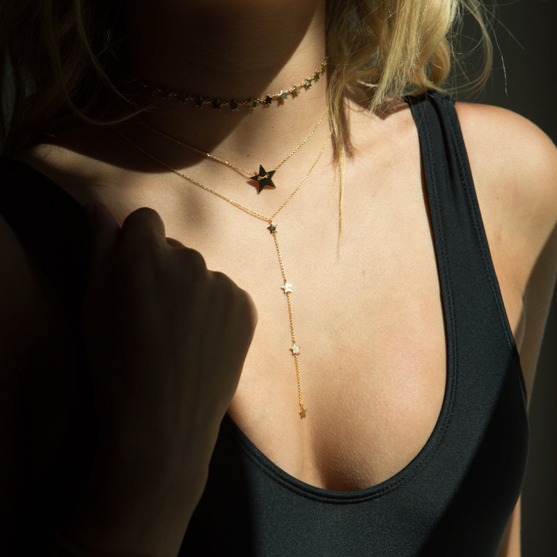 star choker, star lariat necklace, star necklace